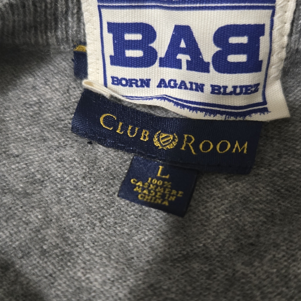 Born Again Bluez BAB Peace Sign Cropped Sweater Womens Size Large Cashmere Grey - Picture 7 of 10